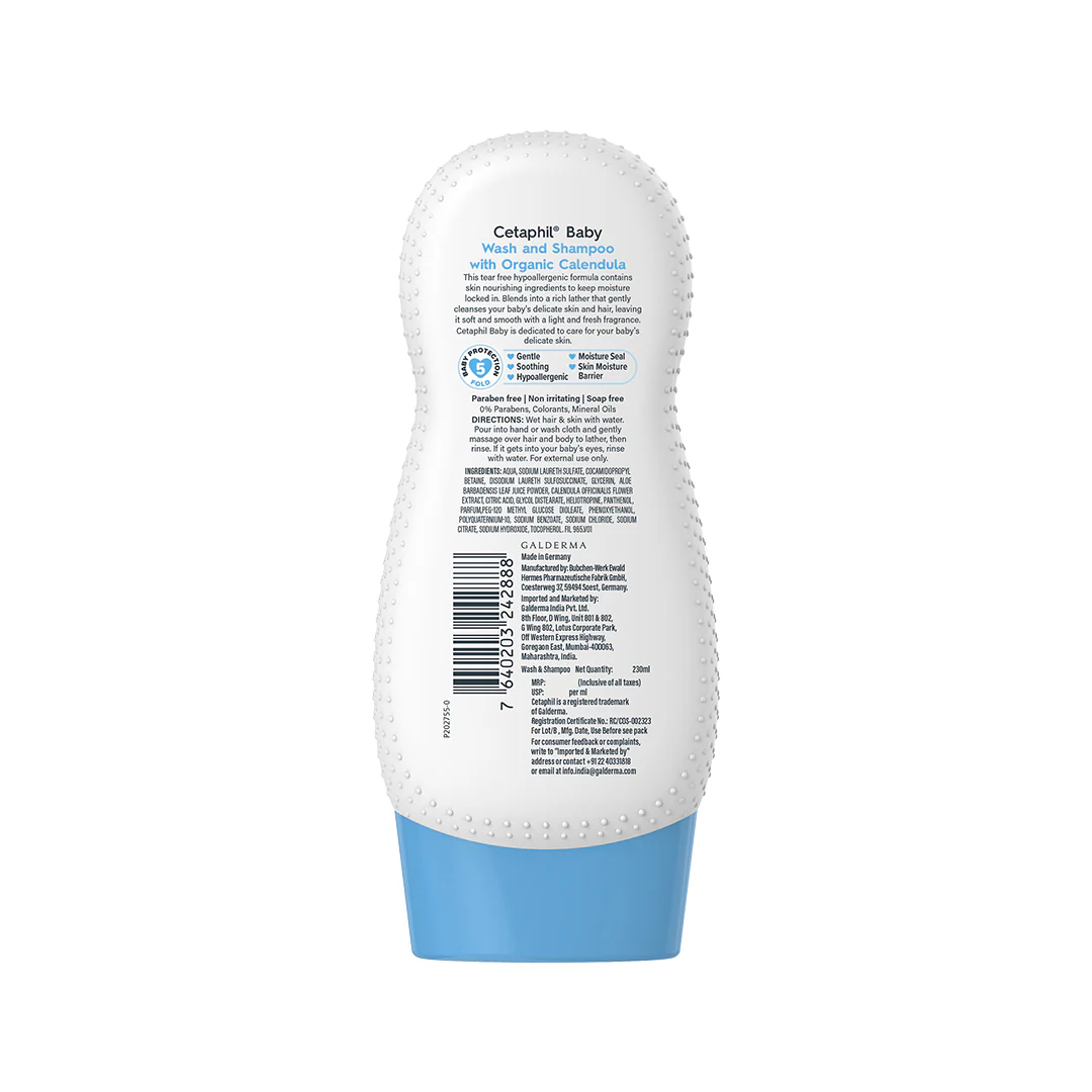 Cetaphil Baby Wash & Shampoo with Organic Calendula | Dermat Tested - Image 2