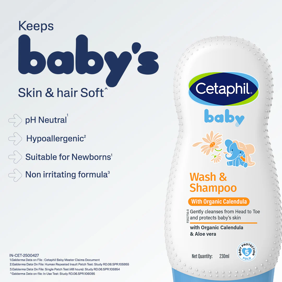 Cetaphil Baby Wash & Shampoo with Organic Calendula | Dermat Tested - Image 7