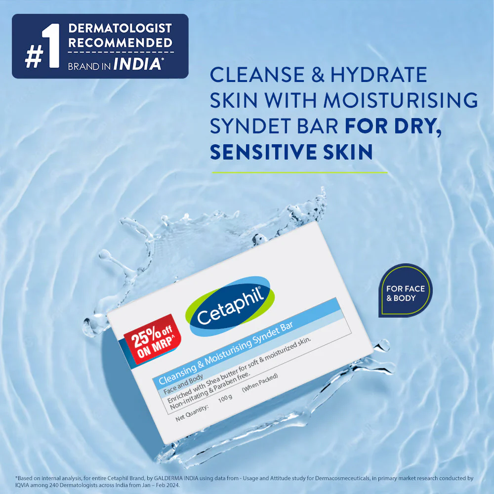 Cetaphil Cleansing Moisturizing Syndet Bar - (100gm) - Image 3