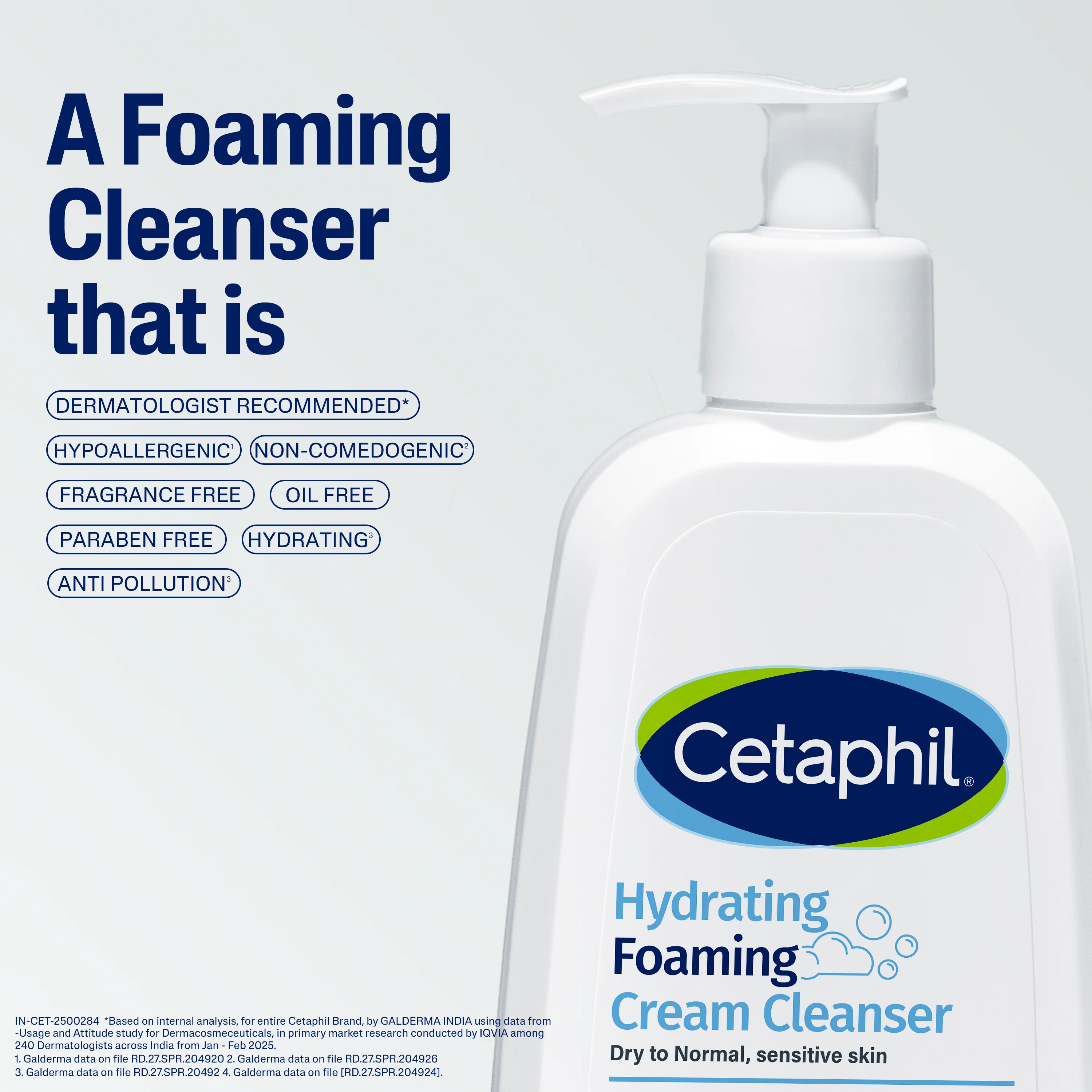 Cetaphil Hydrating Foaming Cream Cleanser 236 ml | Dermat Tested - Image 3