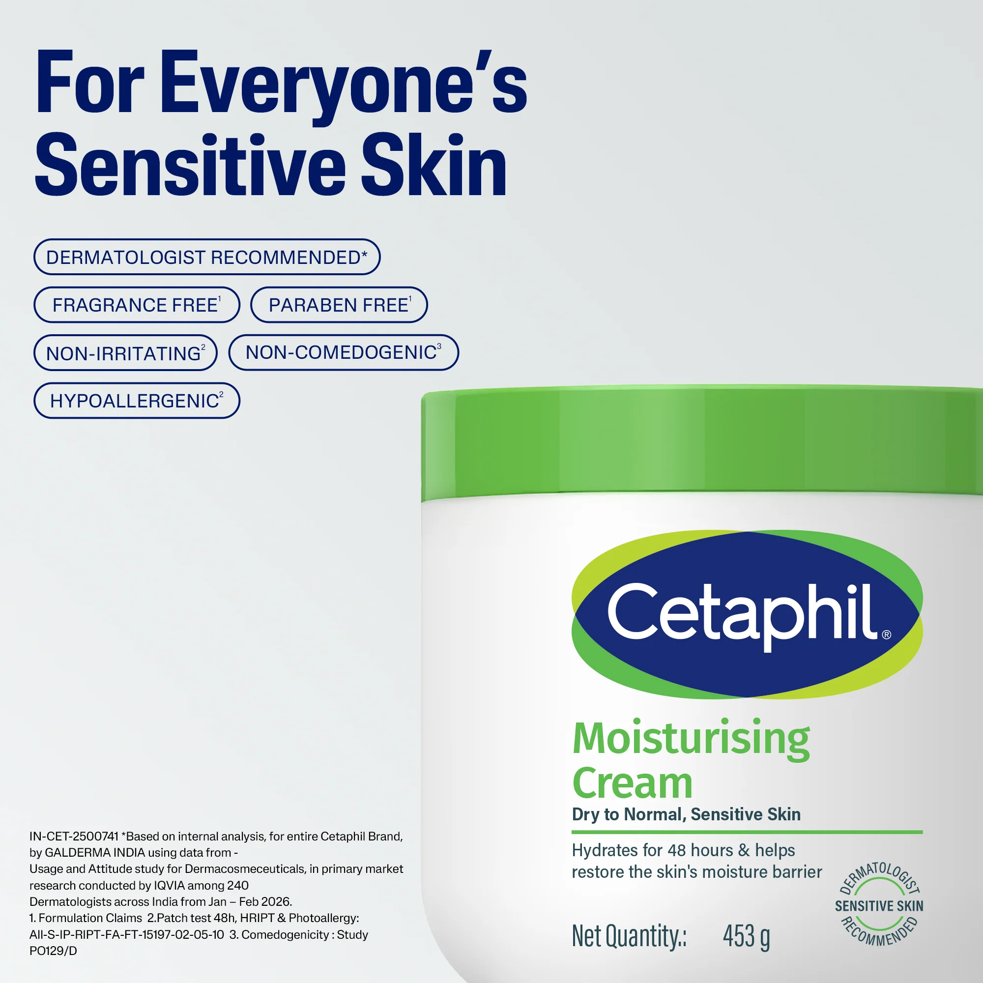 Cetaphil Moisturising Cream 453g for Dry to Normal, Sensitive skin - Image 5
